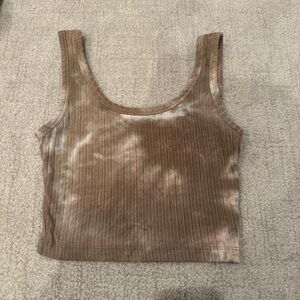SHEIN Brown Tie-Dye Crop Top